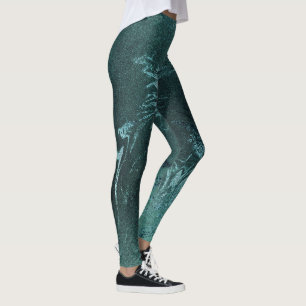 Aquamariner tropischer grüner metallischer leggings