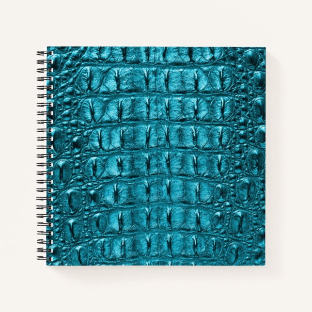 aquamariner türkisblauer Aqua-Alligator-Druck Notizbuch (Vorderseite)