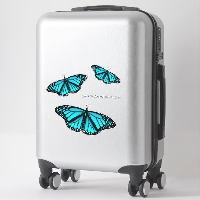 aquamariner türkisblauer Schmetterling Aufkleber (Koffer)