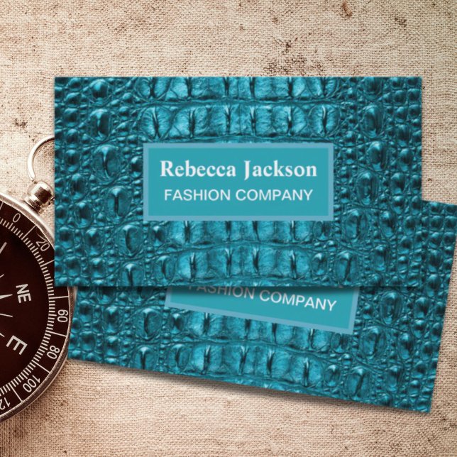 aquamariner türkisfarbener Alligator druckblau Visitenkarte (chic teal turquoise alligator print aqua blue business card)
