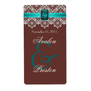 Aquamariner u. Jeweled Wedding Wein-Aufkleber