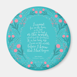 Aquamariner u. rosa Blumenstolz und Vorurteil Magnet