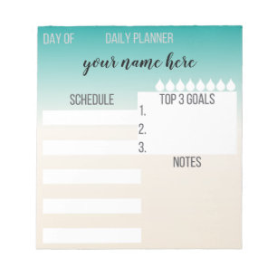 Aquamariner und beige personalisierter notizblock