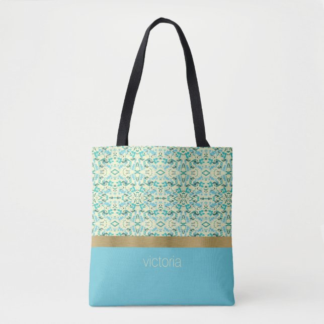 Aquamariner und blassgelber Spritzer Tasche (Vorderseite)