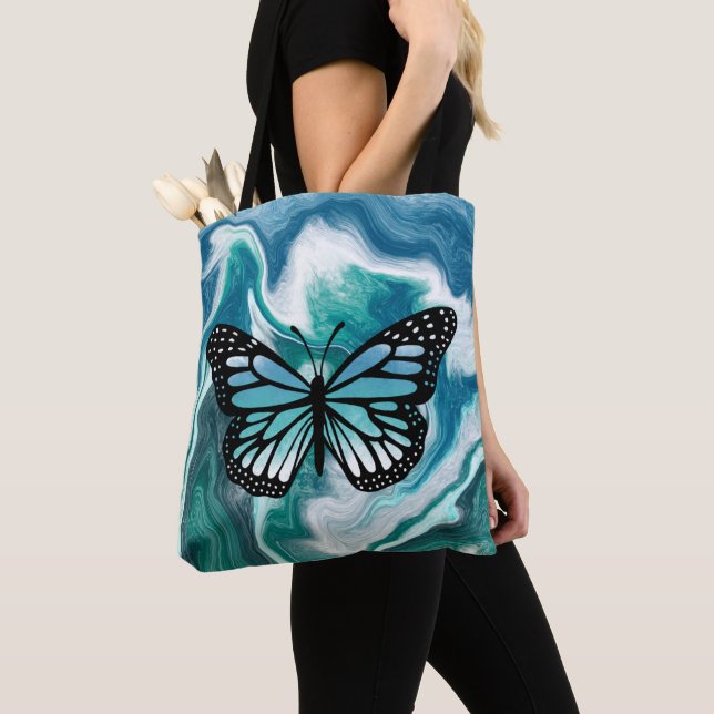 Aquamariner und blauer türkisfarbener Marmor Schme Tasche (Von Nahem)