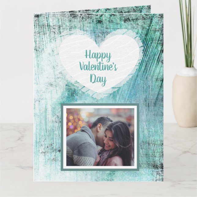 Aquamariner und blauer Valentinstag Fotokarte Karte (Vorderseite)