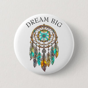 Aquamariner und braune Dreamcatcher Traum Big Button