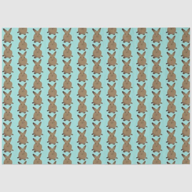 Aquamariner und brauner Osterhase Seidenpapier (Vorderseite)