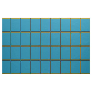 Aquamariner und Goldfensterscheiben-Karo Stoff