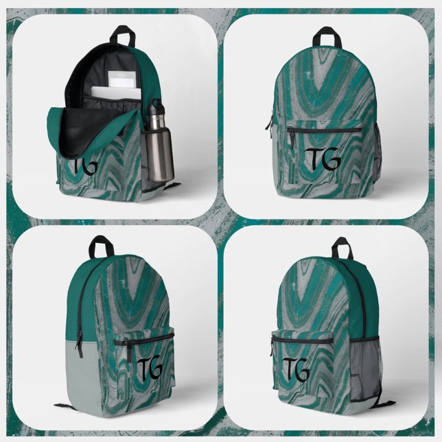 Aquamariner und grauer Stein Natürlicher Abstrakte Bedruckter Rucksack (Von Creator hochgeladen)
