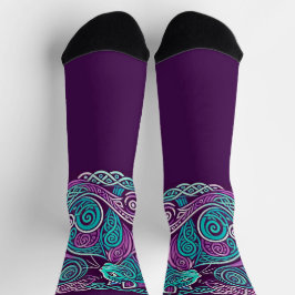 Aquamariner und Lila Katzenkreis Socken