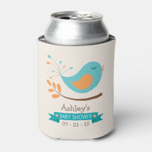 Aquamariner und orangefarbener Vogel auf ZweigBaby Dosenkühler