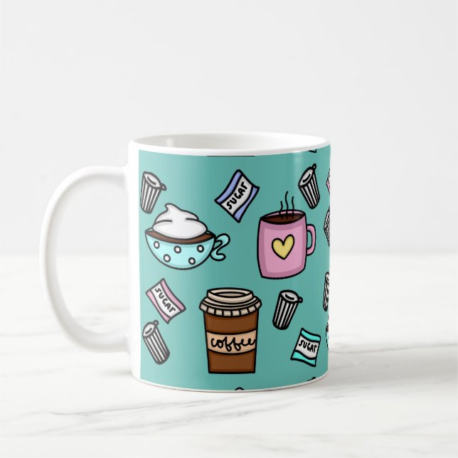 Aquamariner und rosa niedlicher Kaffee Kaffeetasse (Links)