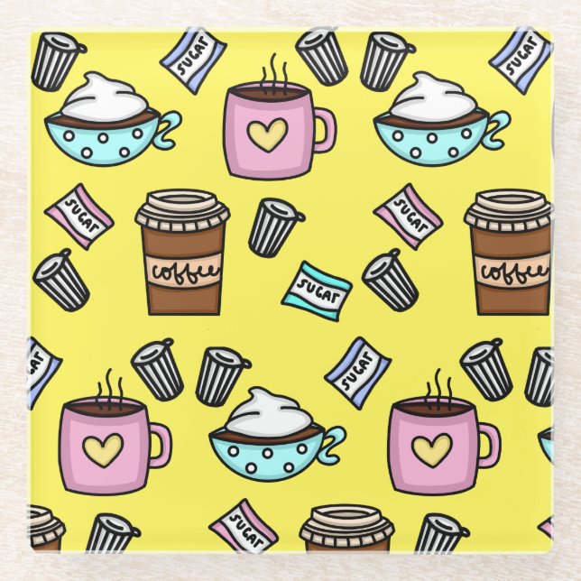 Aquamariner und rosa niedlicher Kaffee Untersetzer (Vorderseite)