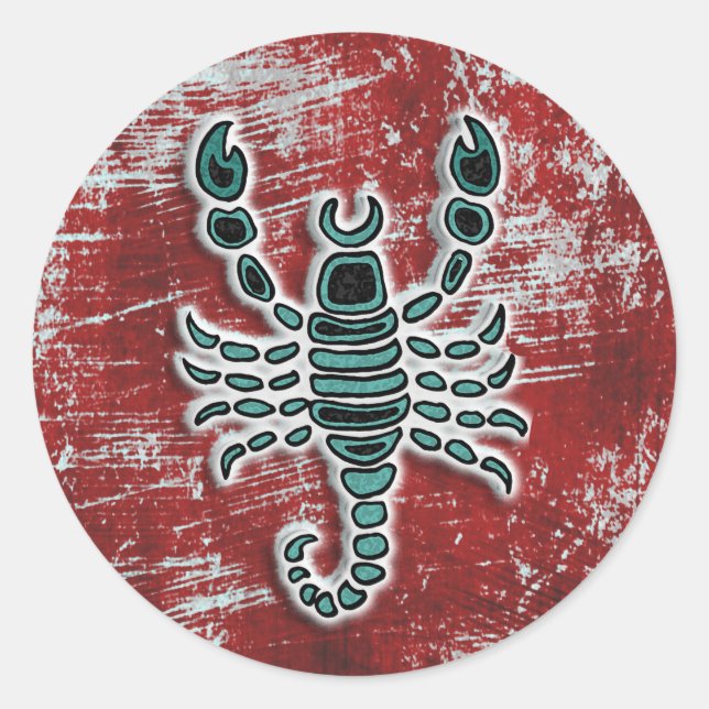 Aquamariner und roter Skorpion Runder Aufkleber (Vorderseite)