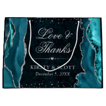 Aquamariner und Silberner Glitzer Agate Wedding