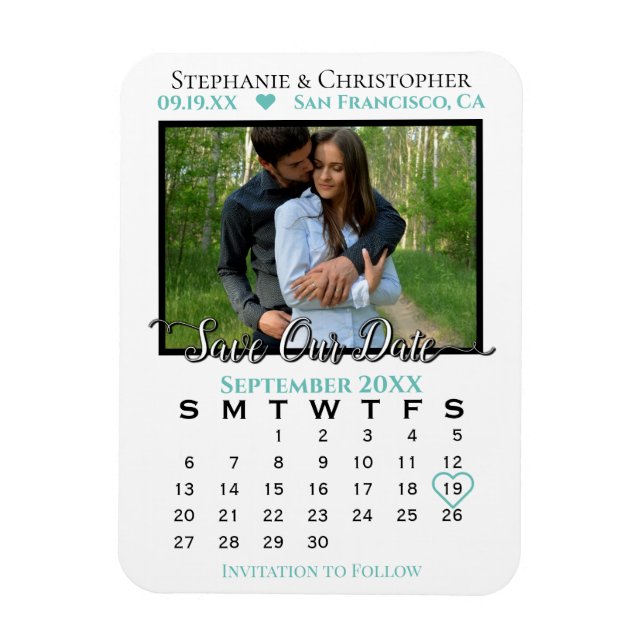Aquamariner und weißer Foto Kalender Rette unsere  Magnet (Vertikal)