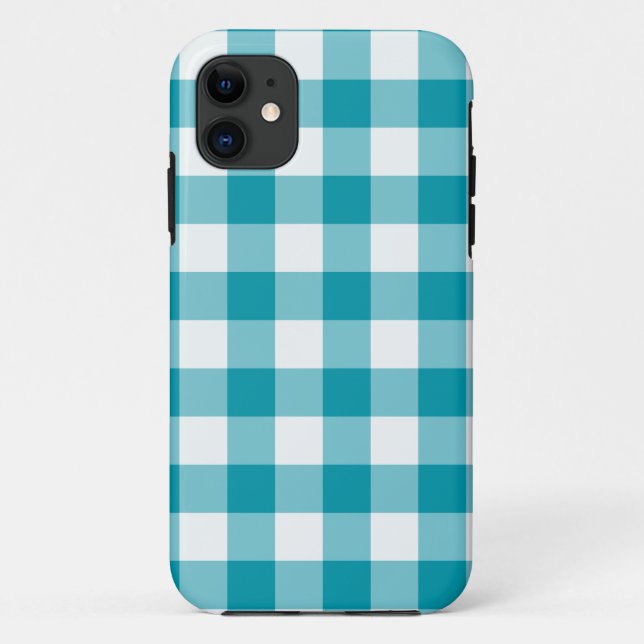 Aquamariner und weißer Karo Gingham Pattern Case-Mate iPhone Hülle (Rückseite)