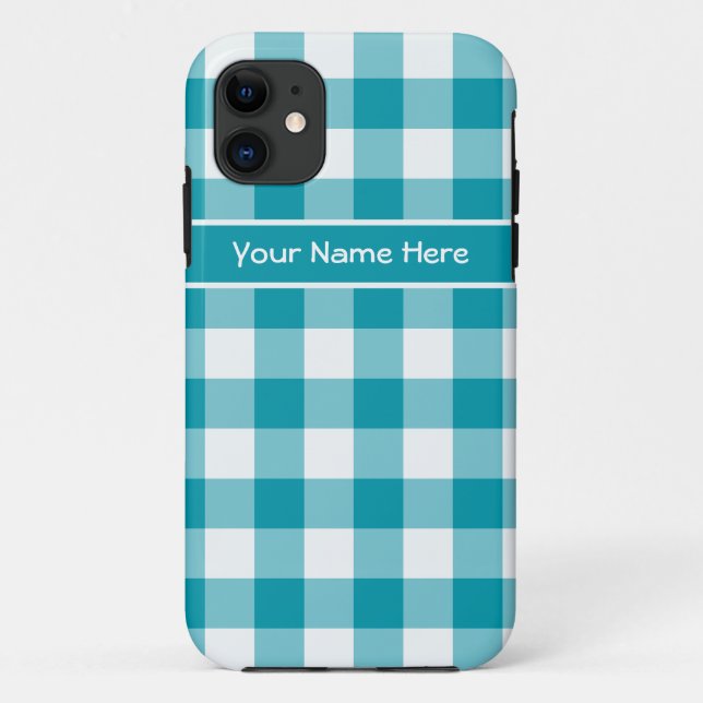 Aquamariner und weißer Karo Gingham Pattern Case-Mate iPhone Hülle (Rückseite)