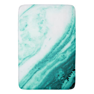 Aquamariner und weißer Marmor Badematte