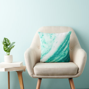 Aquamariner und weißer Marmor Kissen