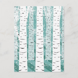 Aquamariner und weißer Snowy Birch Tree Winter Postkarte