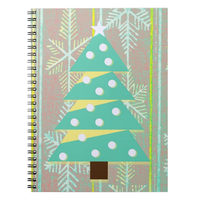 Aquamariner Vintager Weihnachtsbaum Weihnachtszeit Notizblock (Vorderseite)