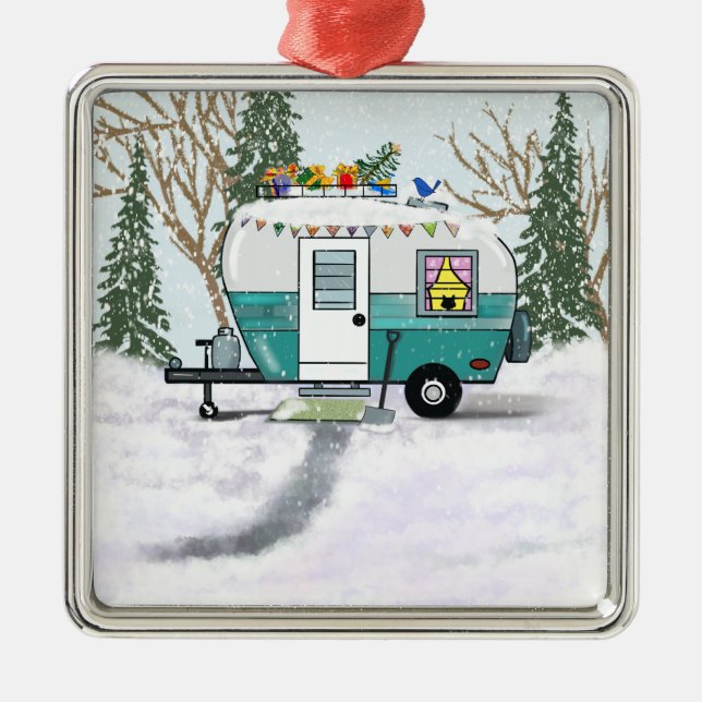 Aquamariner Weihnachtsanhänger Ornament Aus Metall (Vorne)