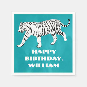 Aquamariner weißer Tiger, türkisblau Serviette