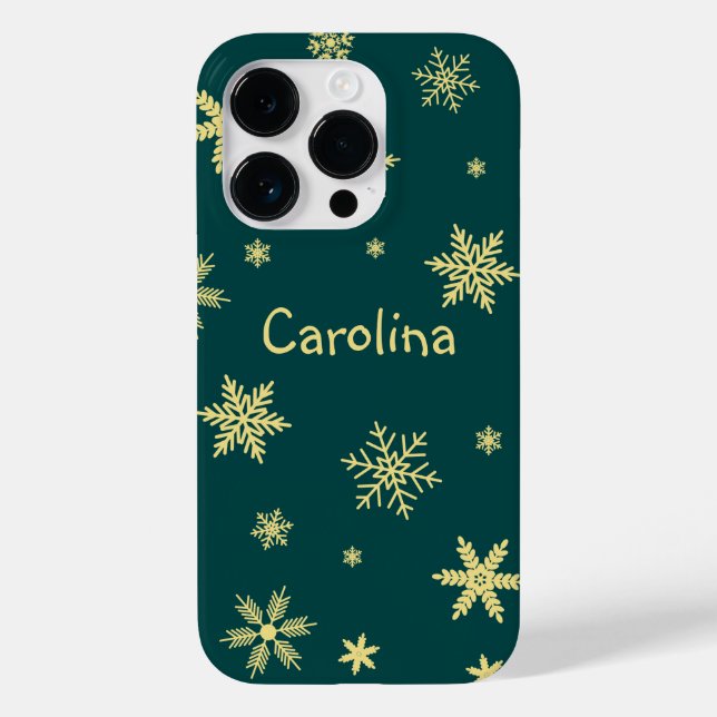 aquamariner Wintergelbmuster Case-Mate iPhone 14 Pro Hülle (Rückseite)