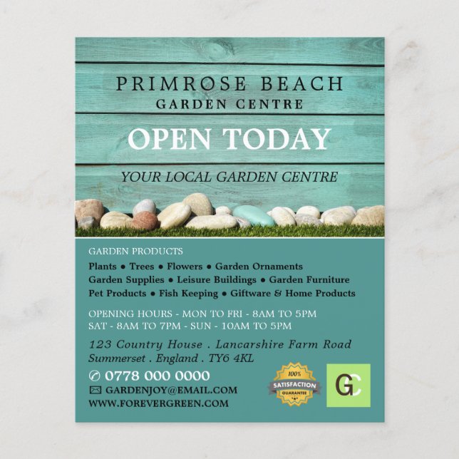 Aquamariner Zaun, Gartenzentrum, Gartenbaukunst Flyer (Vorne)