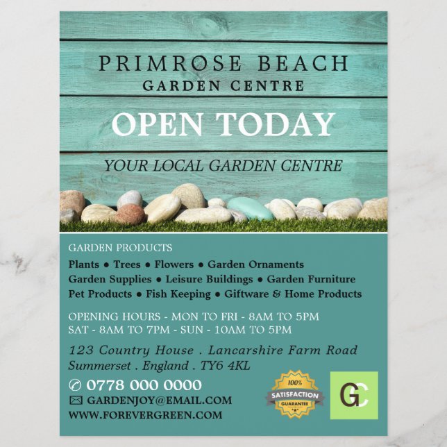 Aquamariner Zaun, Gartenzentrum, Gartenbaukunst Flyer (Vorne)