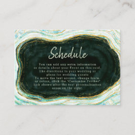 Aquamariner Zeitplan für die Hochzeit von Green &  Begleitkarte