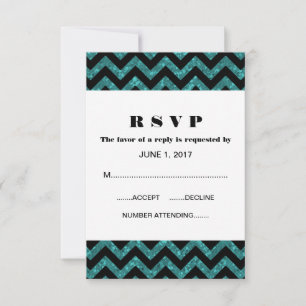 Aquamariner Zickzack Glitzer-Antwortkarte RSVP Karte