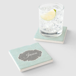 Aquamariner Zickzack Personalisierter Stone-Unters Steinuntersetzer