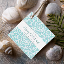 Aquamarines Abstraktes Schneeflockenmuster#10 ID10 Geschenkanhänger