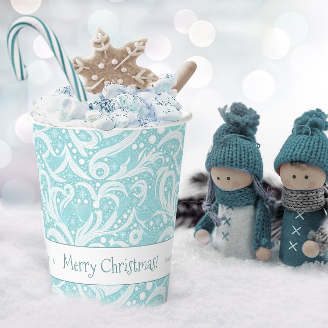 Aquamarines Abstraktes Schneeflockenmuster#10 ID10 Pappbecher (Von Creator hochgeladen)