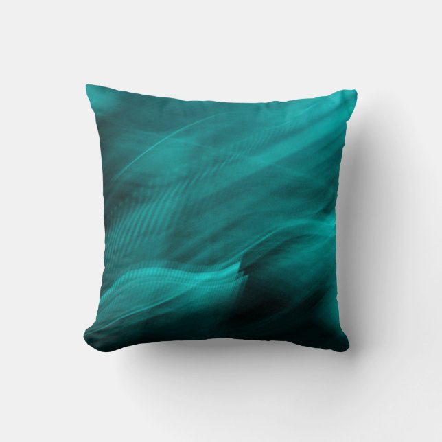 Aquamarines abstraktes Throw-Kissen Kissen (Vorderseite)