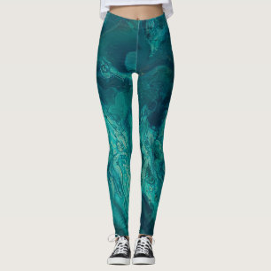 Aquamarines Acrylgießen Abstrakter Fluid Art Leggings