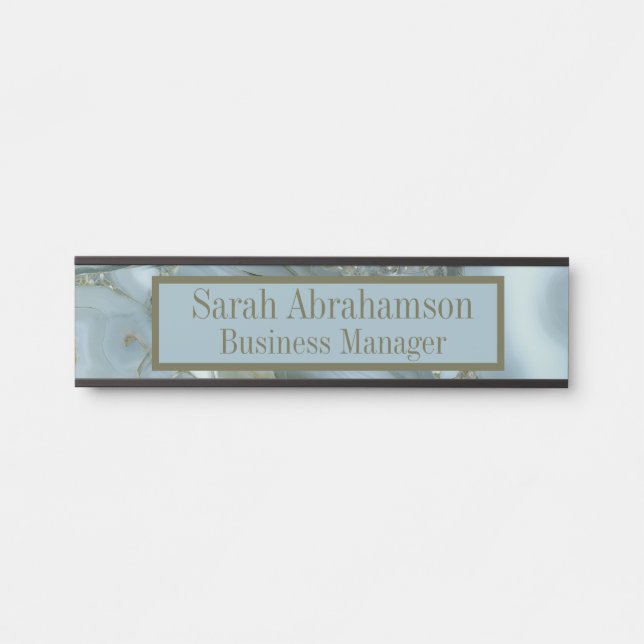 Aquamarines Agate Marble Geode Business Office Tür Türschild (Vorderseite )