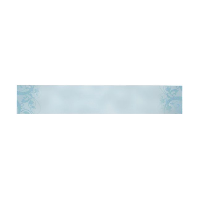 Aquamarines antikes blaues Blumenmuster-Bauch-Band Einladungsbanderole (Flach)