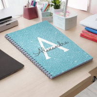 Aquamarines Aqua Blue Glitzer Sparkle Monogram Not