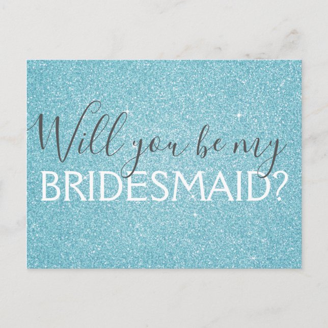 Aquamarines Aqua Blue Glitzer und Sparkle Bridesma Einladungspostkarte (Vorderseite)