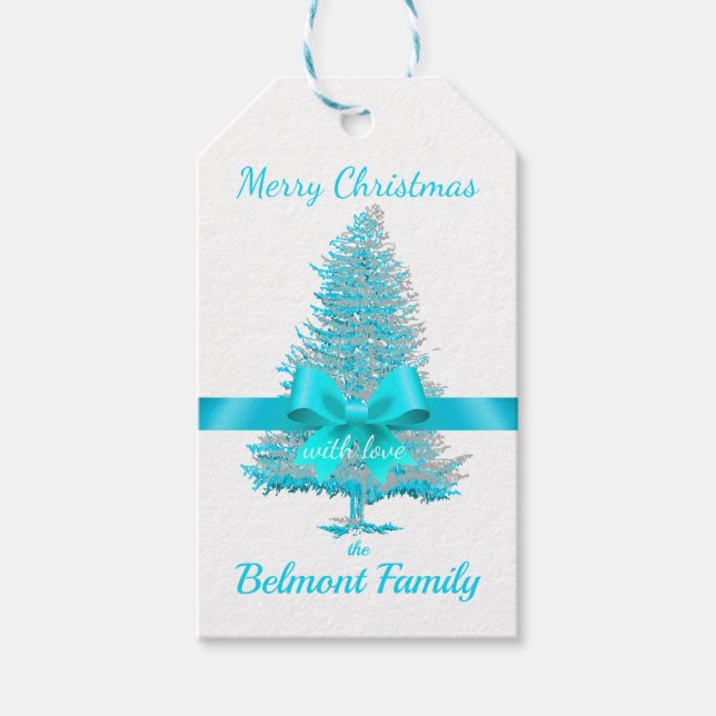 Aquamarines Aqua Blue Holiday Tree San Salvatore - Geschenkanhänger (Vorderseite)