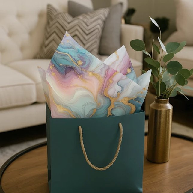 Aquamarines Aqua Blue Lila Pink Gold Marbella Art  Seidenpapier (Von Creator hochgeladen)