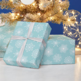 Aquamarines Aqua Blue Winterurlaub Schneeflocken Geschenkpapier