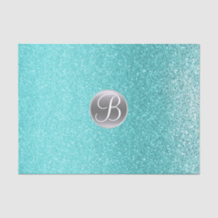 Aquamarines Aqua Glitzer Sparkle Glam Monogram Ini Seidenpapier