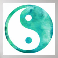 Aquamarines Aqua Watercolor Yin Yang Taoismus Bala