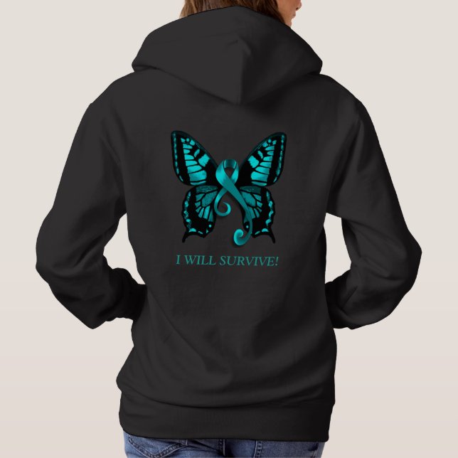 Aquamarines Band, das ich überlebe! Schmetterling Hoodie (Rückseite)