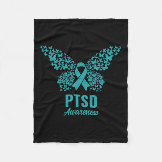 Aquamarines Band mit Schmetterlingen - Ptsd-Bewuss Fleecedecke